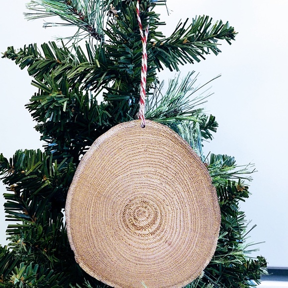 Hand Crafted Natural Wood Christmas Ornament Decoupage Santa Claus/Tree Decor - Picture 2 of 3